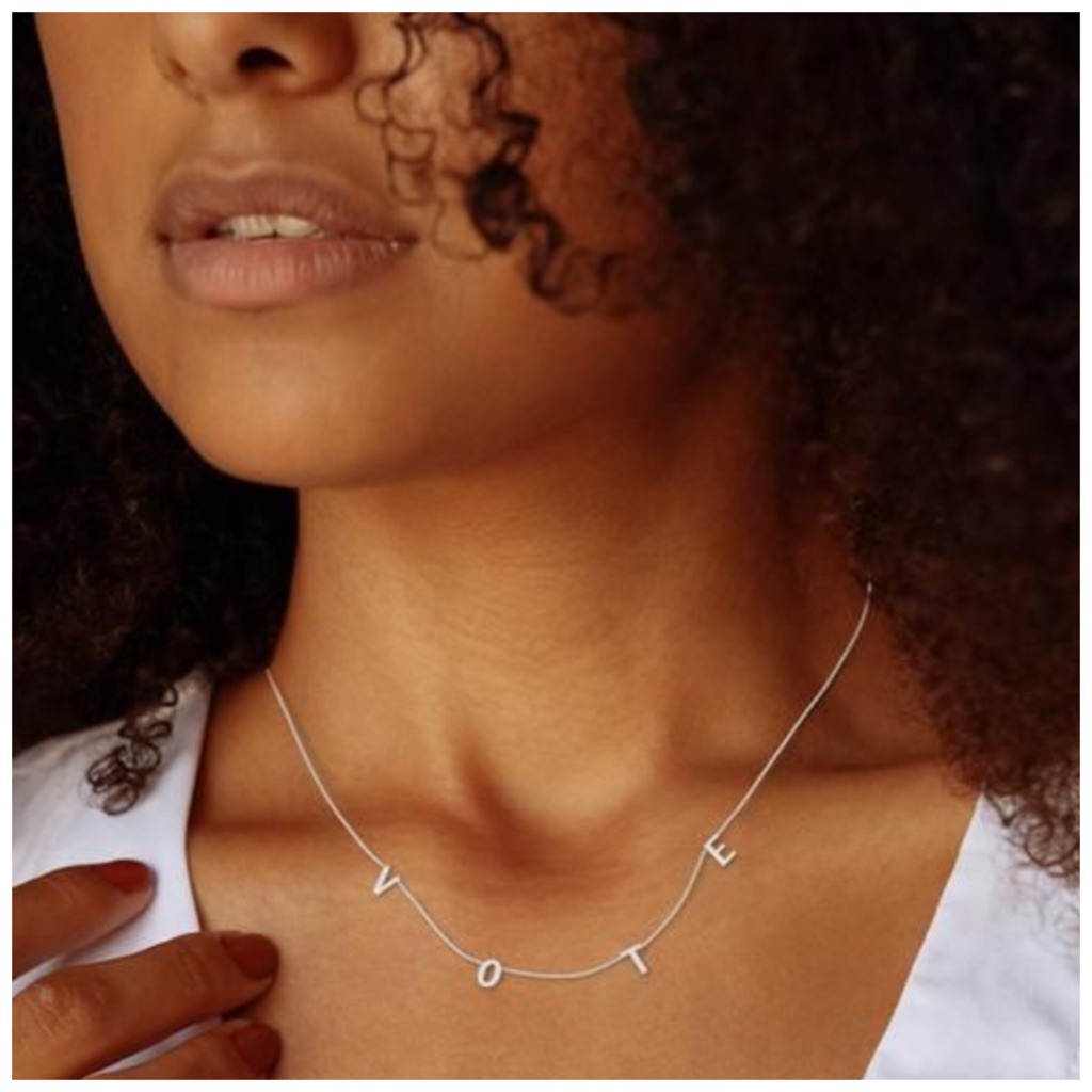 Mint Lily Silver Stainless Steel Vote Necklace 38$